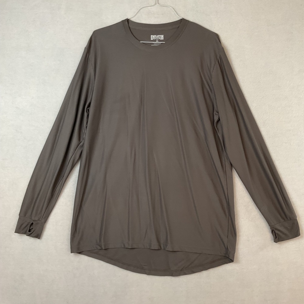 Duluth Trading Co Mens XL Gray Long Sleeve Performance Shirt Drop Tail #2
